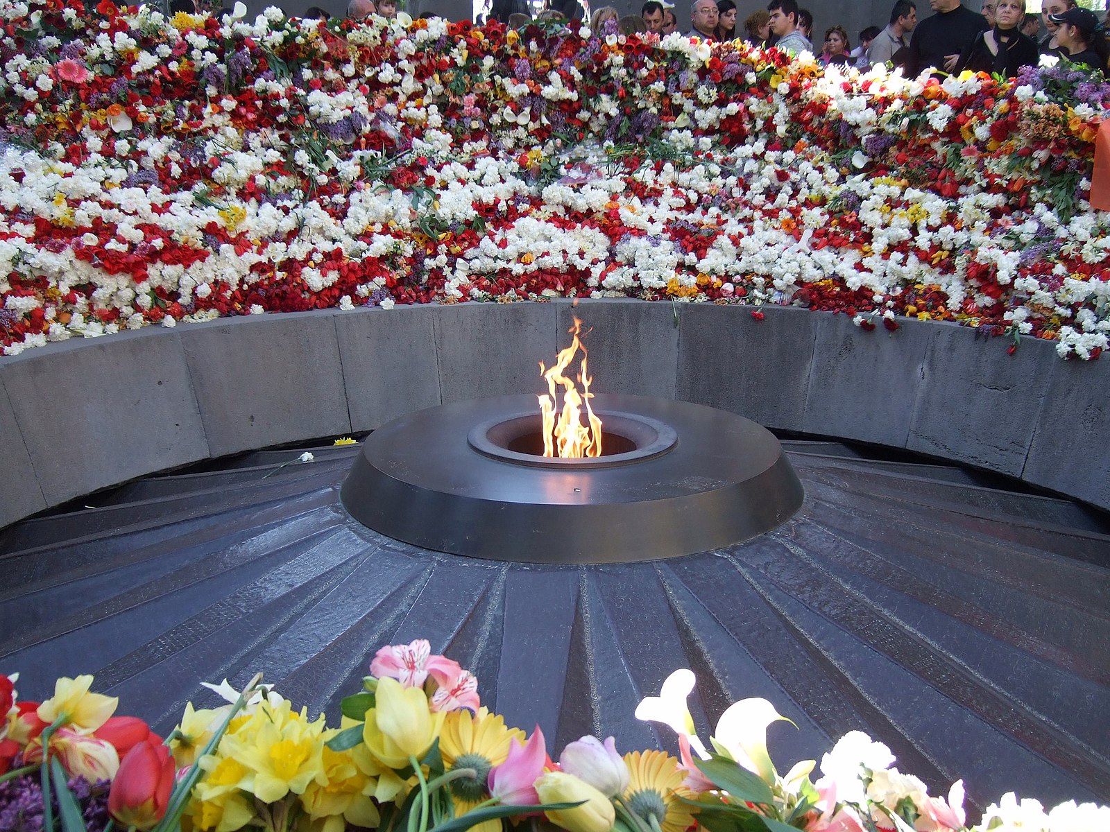 At tsitsernakaberd commemorating 96th year anniversary of the armenian genocide