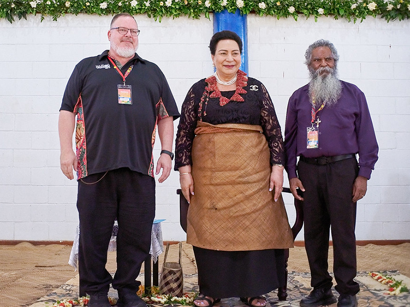 UAICC executive members Nathan Tyson and Rev Will Pickett with Her Royal Highness Princess Salote Mafile’o Pilolevu Tuita UAICC executive members Nathan Tyson and Rev Will Pickett with Her Royal Highness Princess Salote Mafile’o Pilolevu Tuita