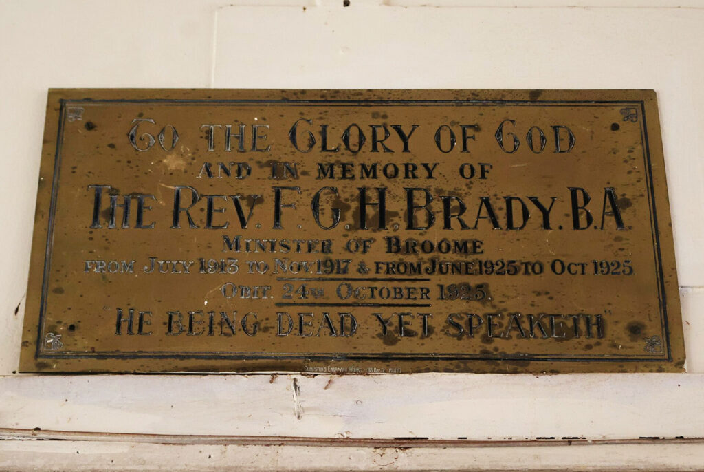 Broome UC church plaque